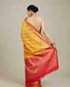 Mohey Women Mustard Yellow Striped Patterned Saree with Floral Motifs