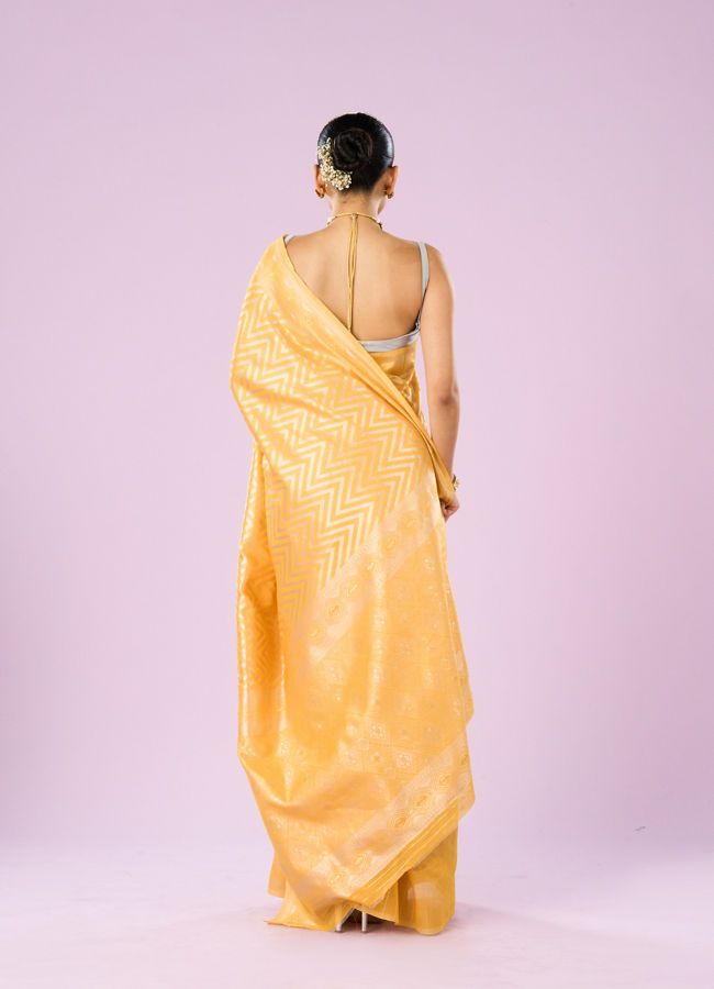 Mohey Women Sunshine Yellow Art Silk Saree