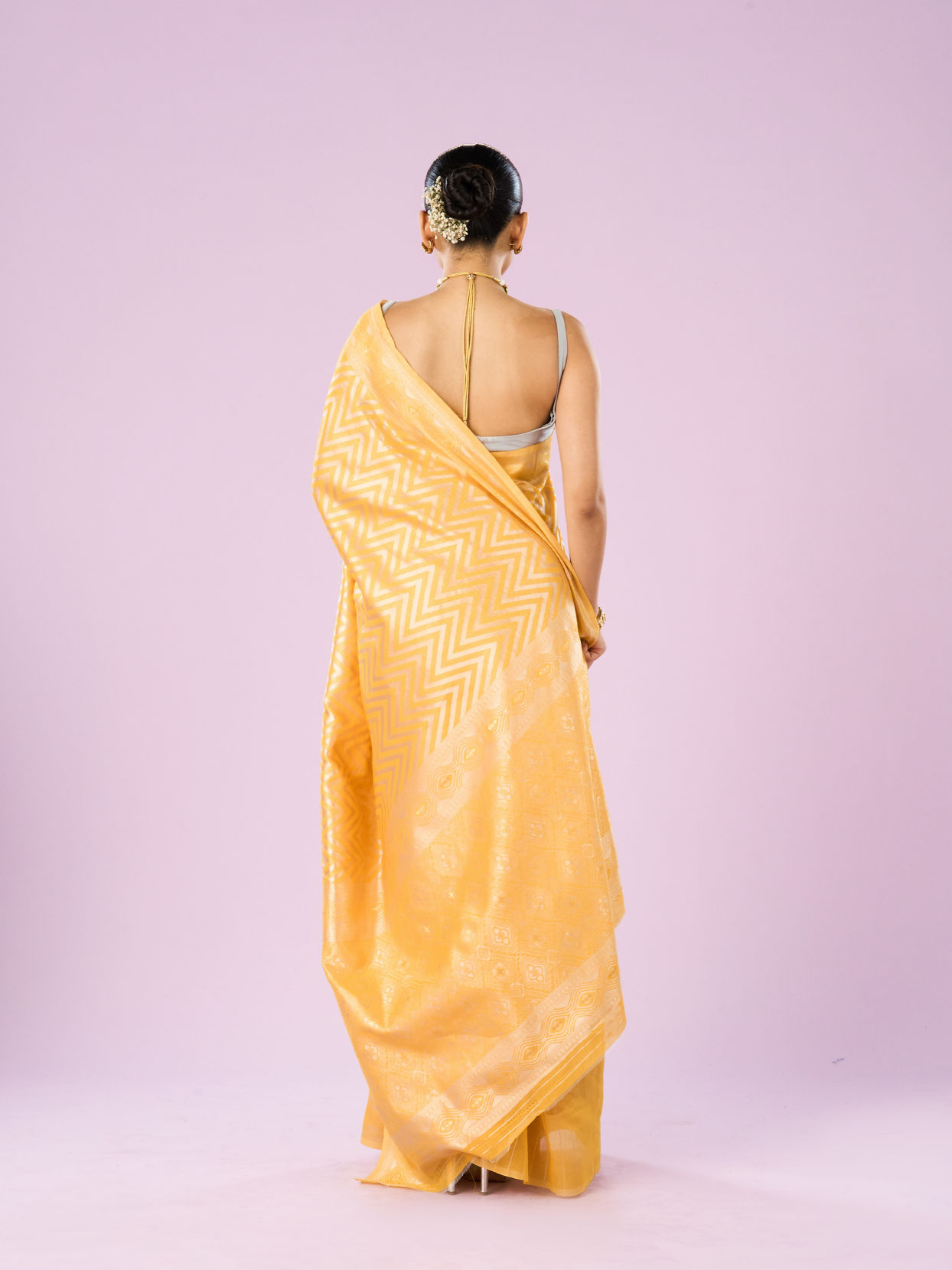 Mohey Women Sunshine Yellow Art Silk Saree