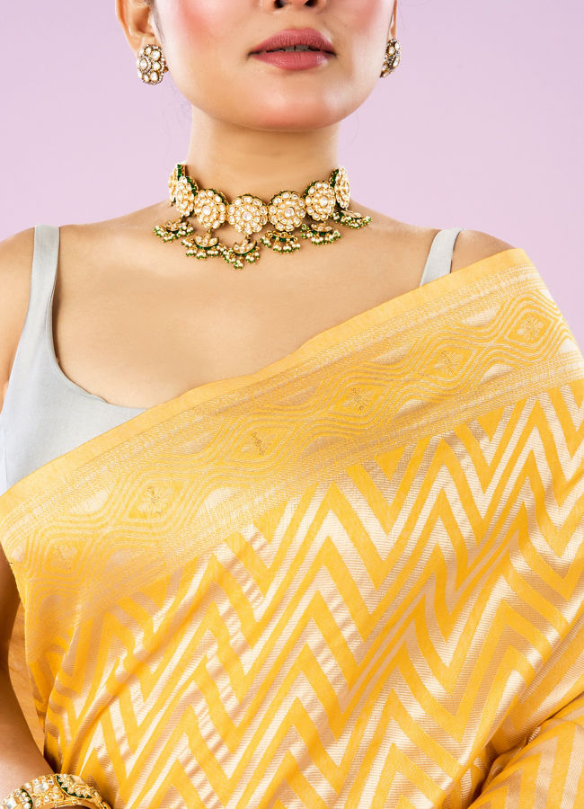 Mohey Women Sunshine Yellow Art Silk Saree