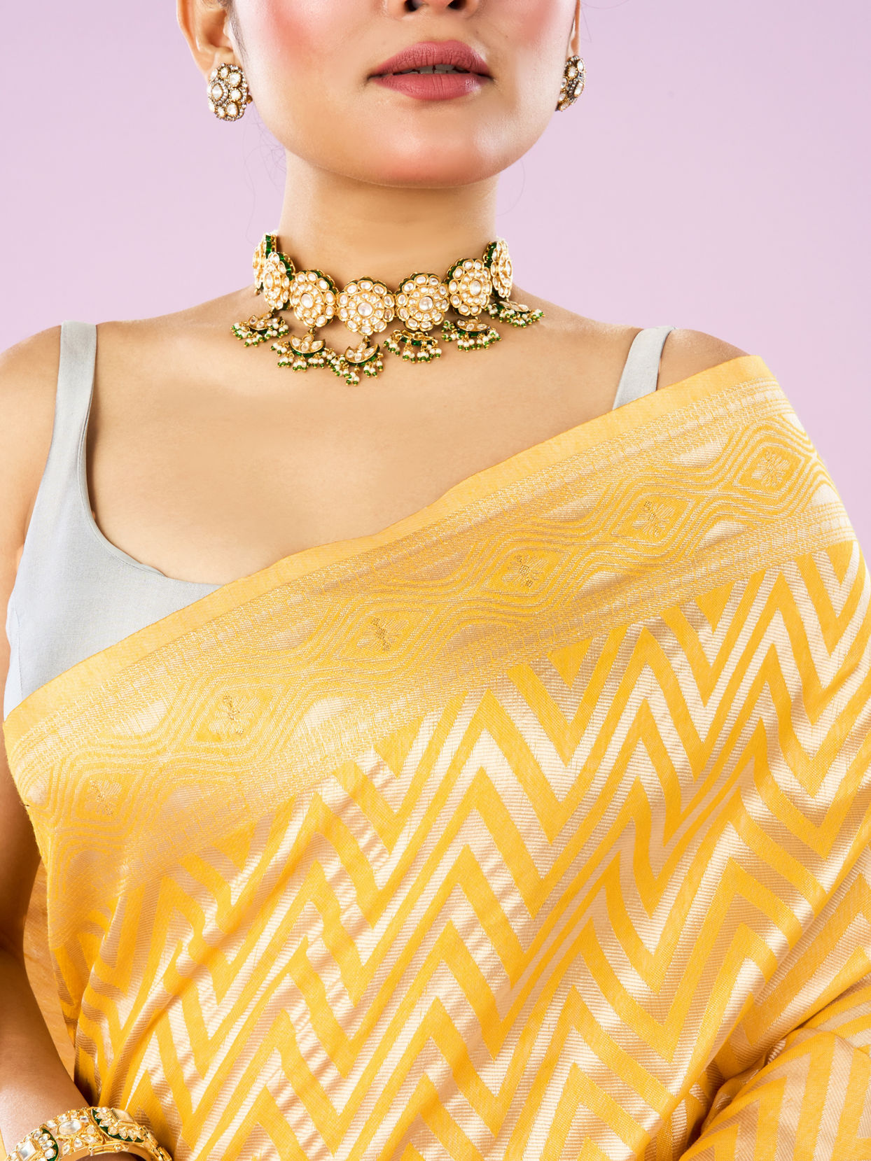Mohey Women Sunshine Yellow Art Silk Saree