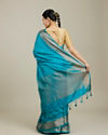 Mohey Women Teal Blue Buta Patterned Saree with Intricate Borders