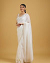 Mohey Women Graceful Cream Crepe Saree