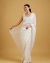 Mohey Women Graceful Cream Crepe Saree image number 0