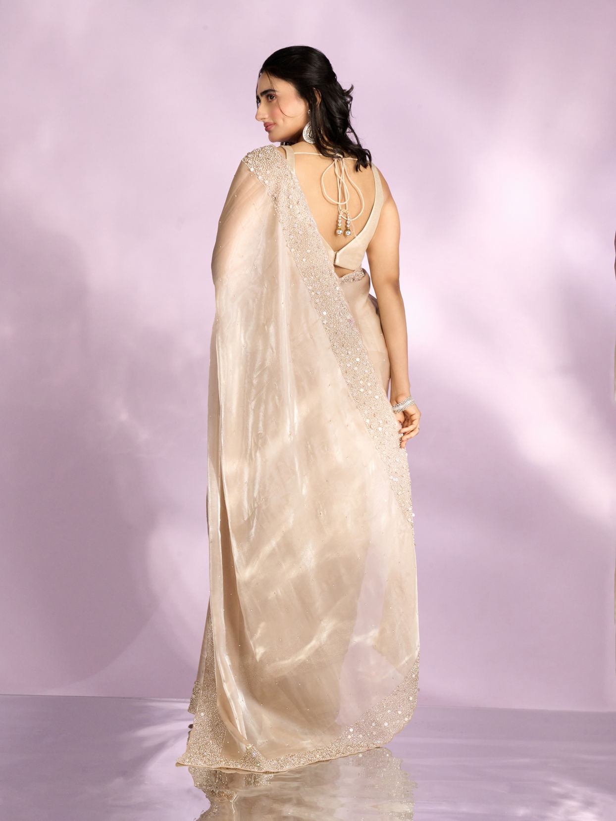 Mohey Women Fawn Elegance Organza Saree