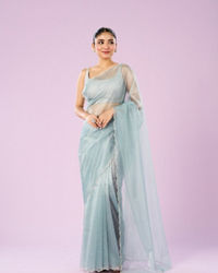 Mohey Women Blue Organza Dynamo Saree