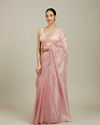 Mohey Women Baby Pink Rhinestone Embellished Saree with Stone Border image number 0