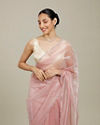 Mohey Women Baby Pink Rhinestone Embellished Saree with Stone Border image number 1