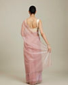 Mohey Women Baby Pink Rhinestone Embellished Saree with Stone Border