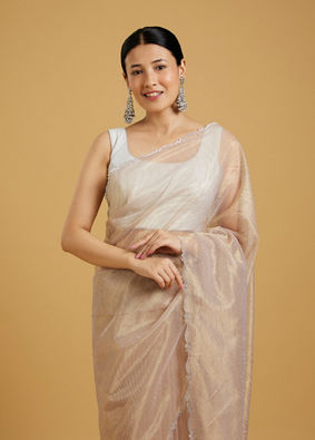 Mohey Women Gold Organza Strut Elegance Saree