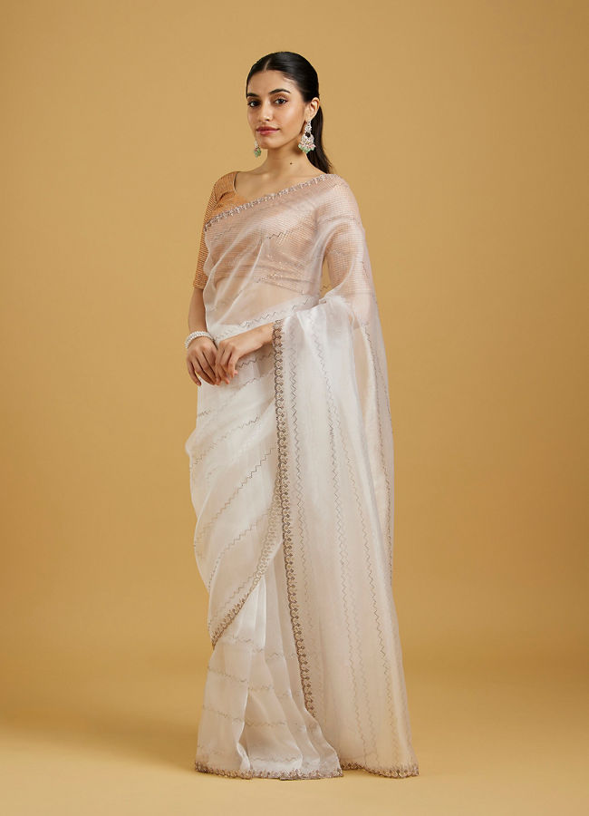 Mohey Women Ethereal White Elegance Saree