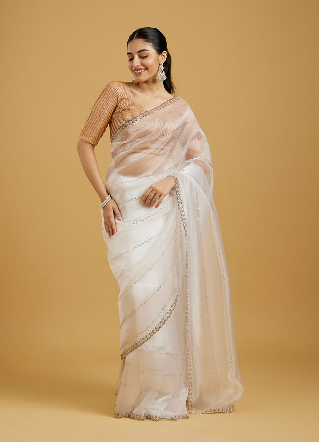 Mohey Women Ethereal White Elegance Saree image number 0