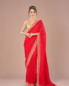 Radiant Red Chinon Saree