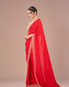 Mohey Women Radiant Red Chinon Saree