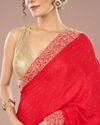 Mohey Women Radiant Red Chinon Saree