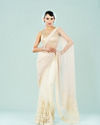 Stylish Cream Knit Saree