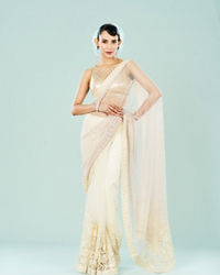 Mohey Women Stylish Cream Knit Saree