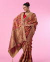 Mohey Women Ravishing Rust Red Bridal Saree