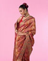 Mohey Women Ravishing Rust Red Bridal Saree