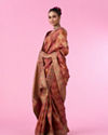 Mohey Women Ravishing Rust Red Bridal Saree