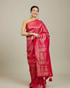 Rani Pink Floral Jaal Patterned Saree with Bel Buti Borders