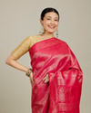 Mohey Women Rani Pink Floral Jaal Patterned Saree with Bel Buti Borders