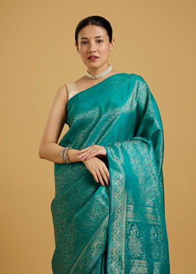 Mohey Women Majestic Rama Green Elegance Saree image number 1