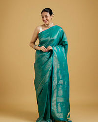 Mohey Women Majestic Rama Green Elegance Saree