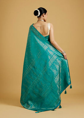 Mohey Women Majestic Rama Green Elegance Saree image number 4