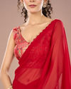 Mohey Women Georgette Enchantress Red Saree