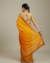 Mohey Women Mustard Yellow Linear Patterned Bandhani Saree with Rhinestone Work