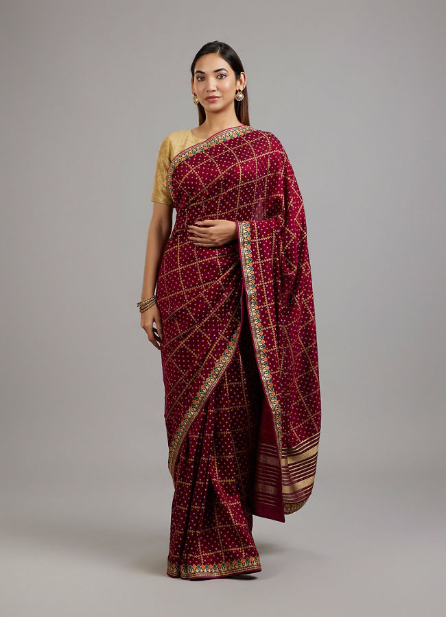 Mohey Women Wine Elegance Saree