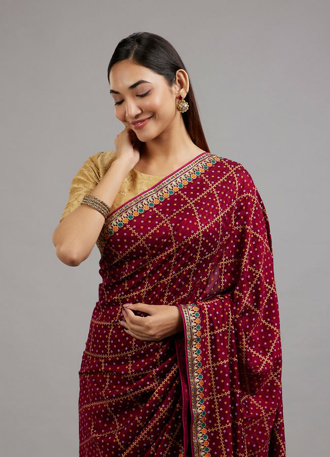 Mohey Women Wine Elegance Saree