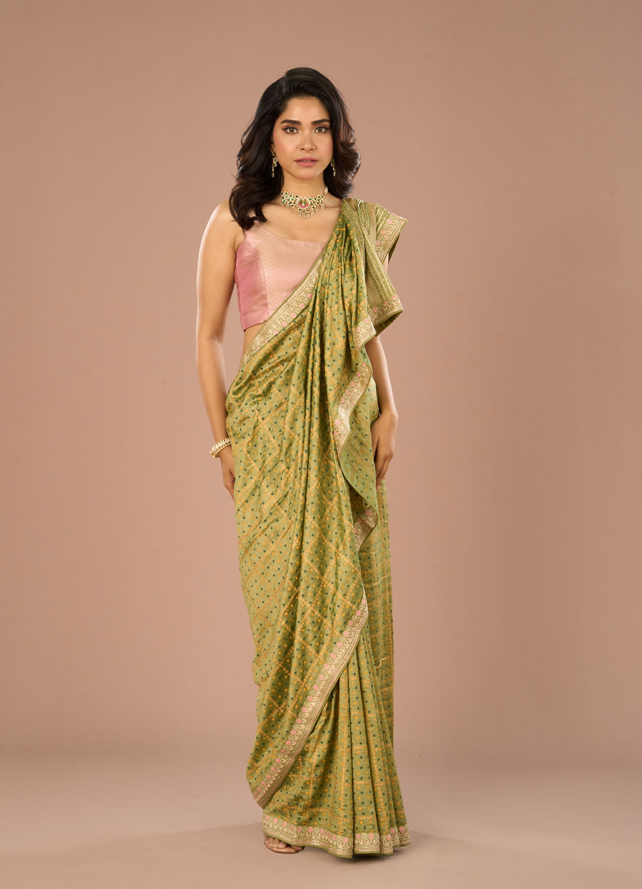 Mohey Women Pista Green Saree