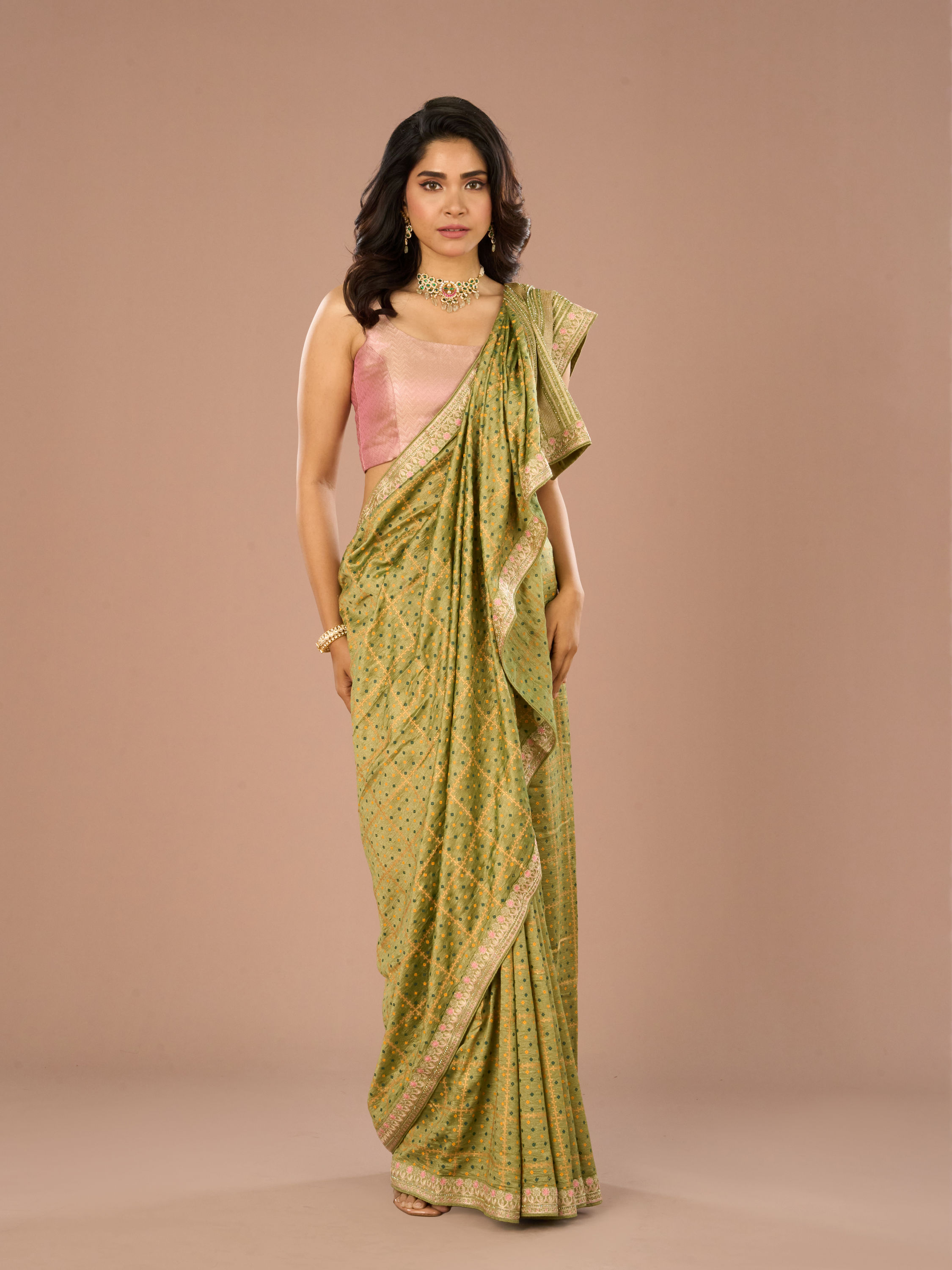 Mohey Women Pista Green Saree