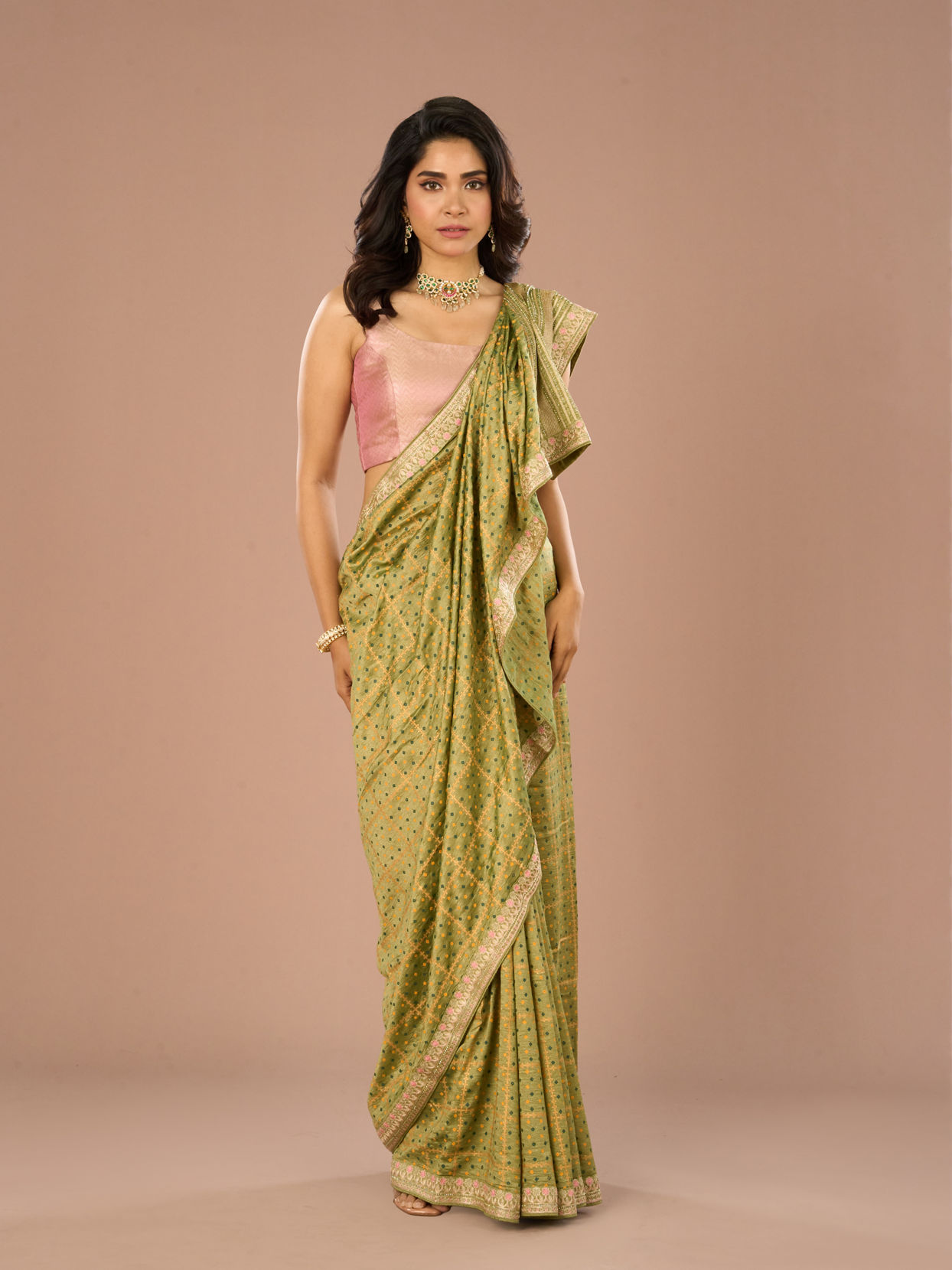 Mohey Women Pista Green Saree