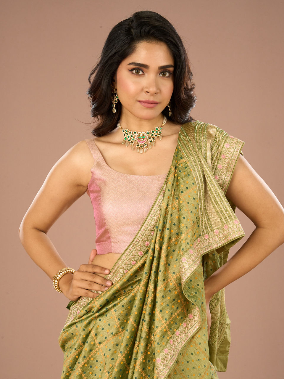 Mohey Women Pista Green Saree