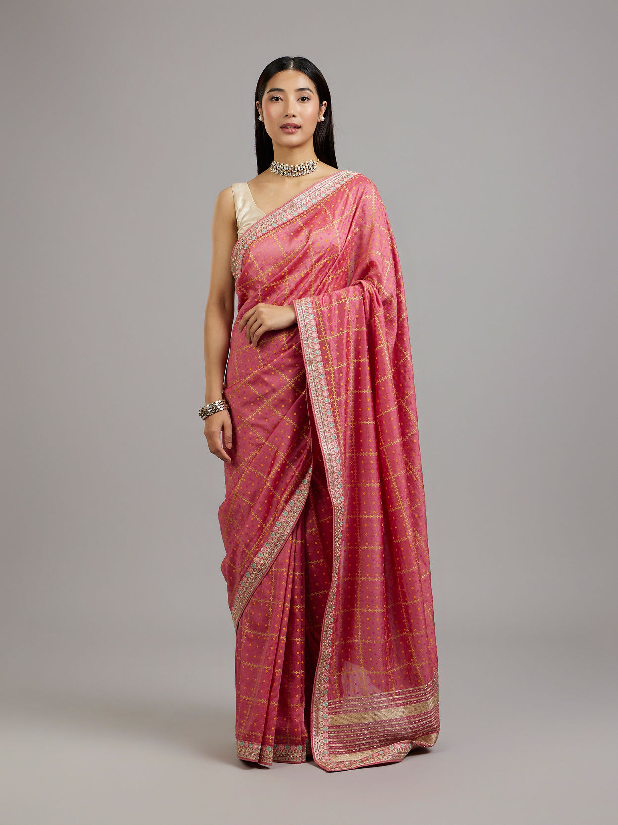 Mohey Women Pastel Pink Radiance Saree