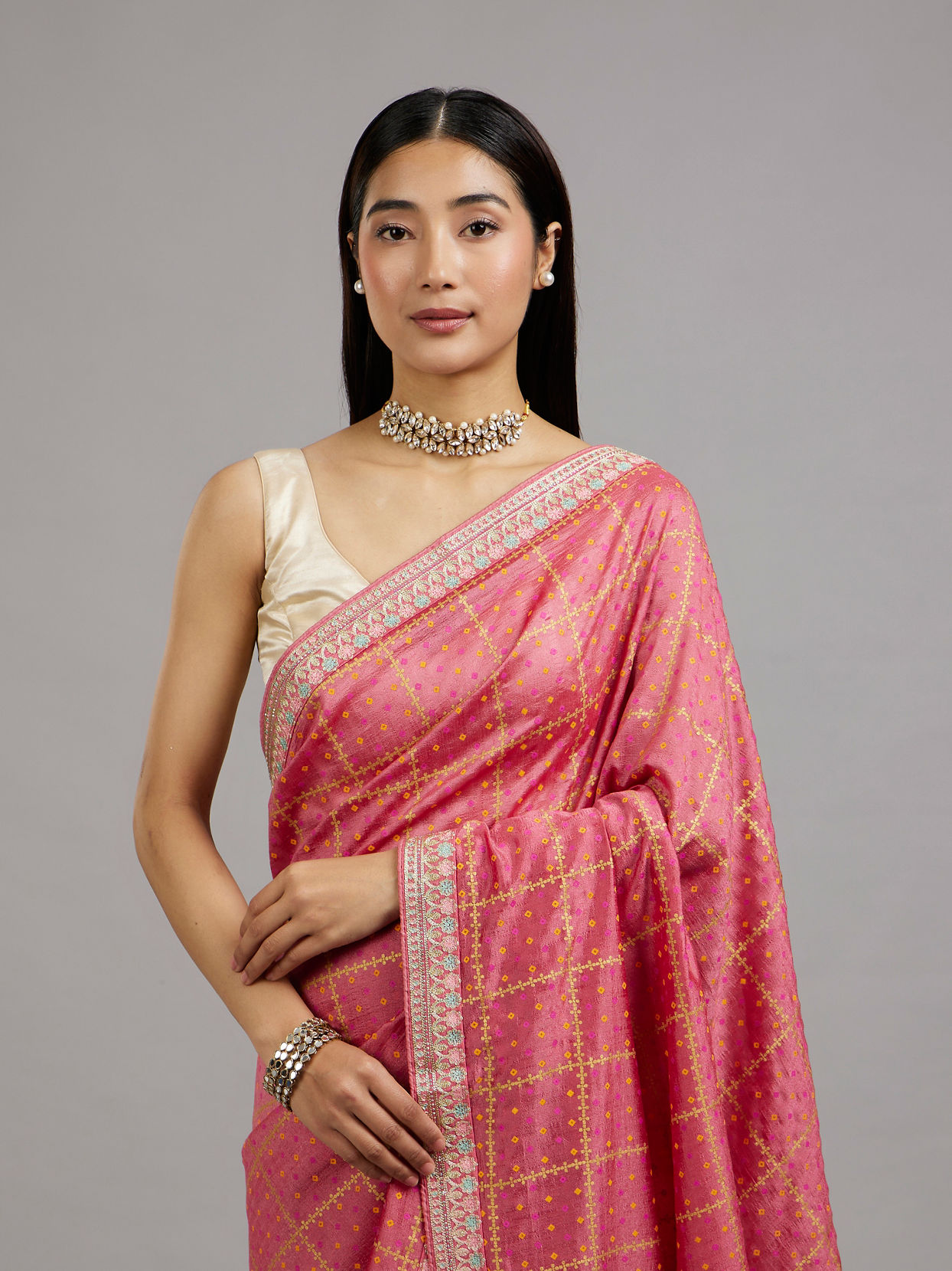 Mohey Women Pastel Pink Radiance Saree
