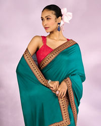 Mohey Women Ethereal Rama Green Saree