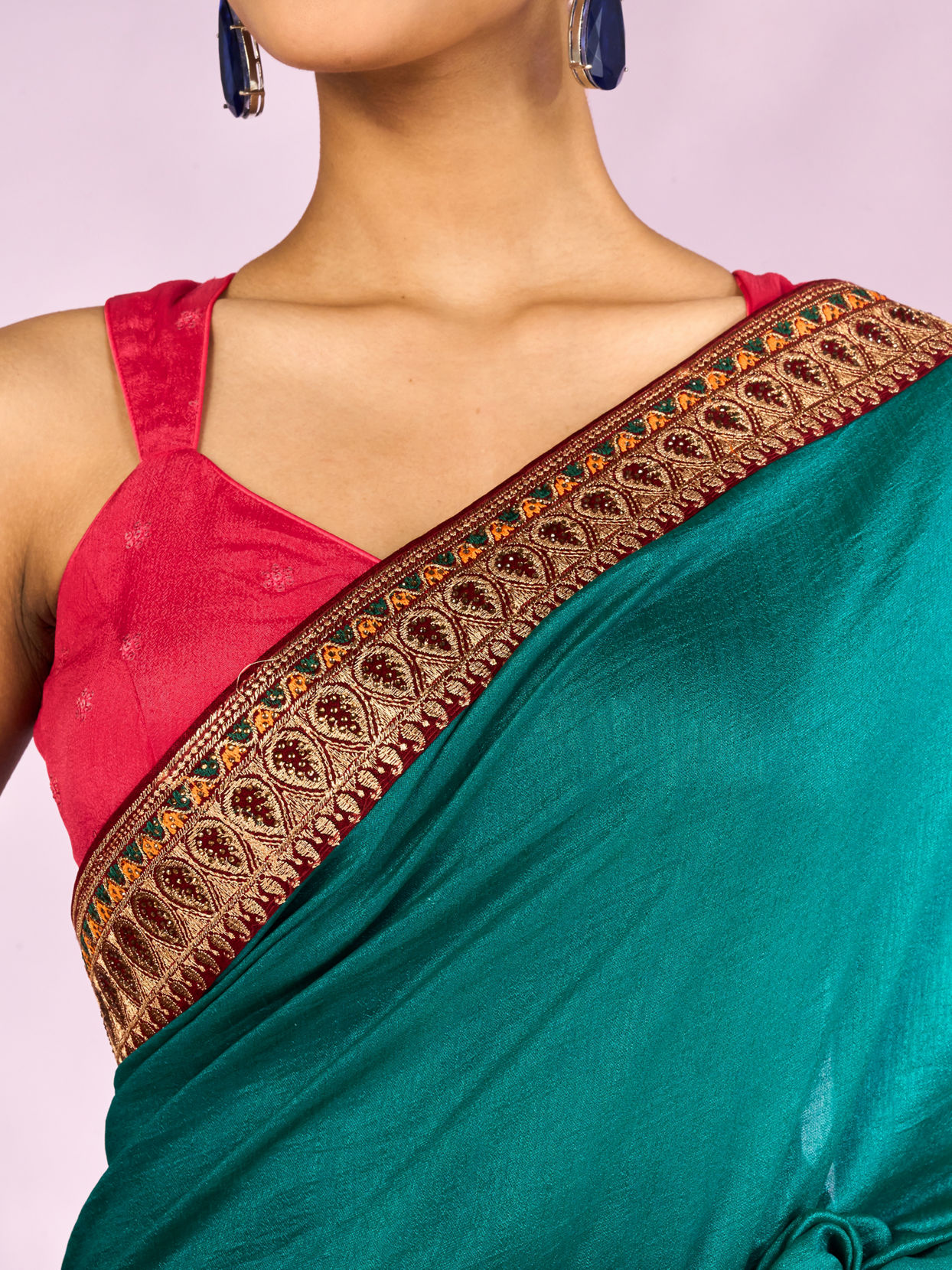 Mohey Women Ethereal Rama Green Saree