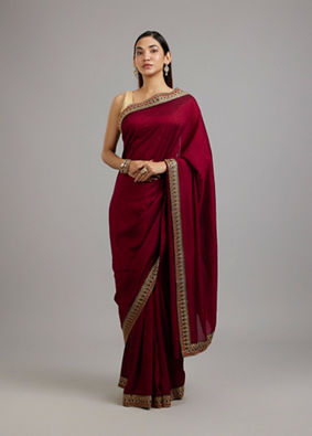 Mohey Women Wine Elegance Saree