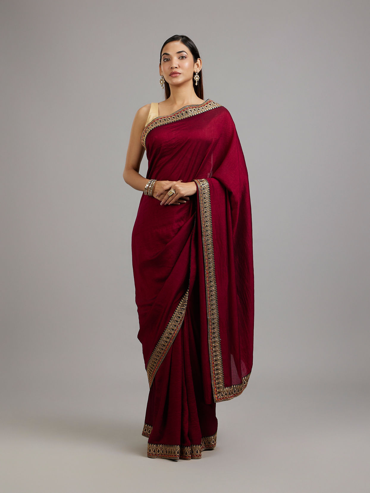 Mohey Women Wine Elegance Saree
