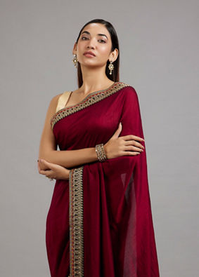 Mohey Women Wine Elegance Saree