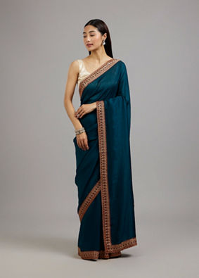 Mohey Women Exquisite Turquoise Blue Saree