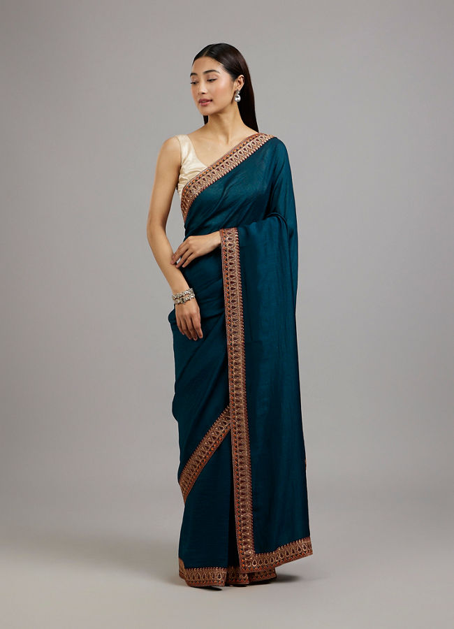 Mohey Women Exquisite Turquoise Blue Saree