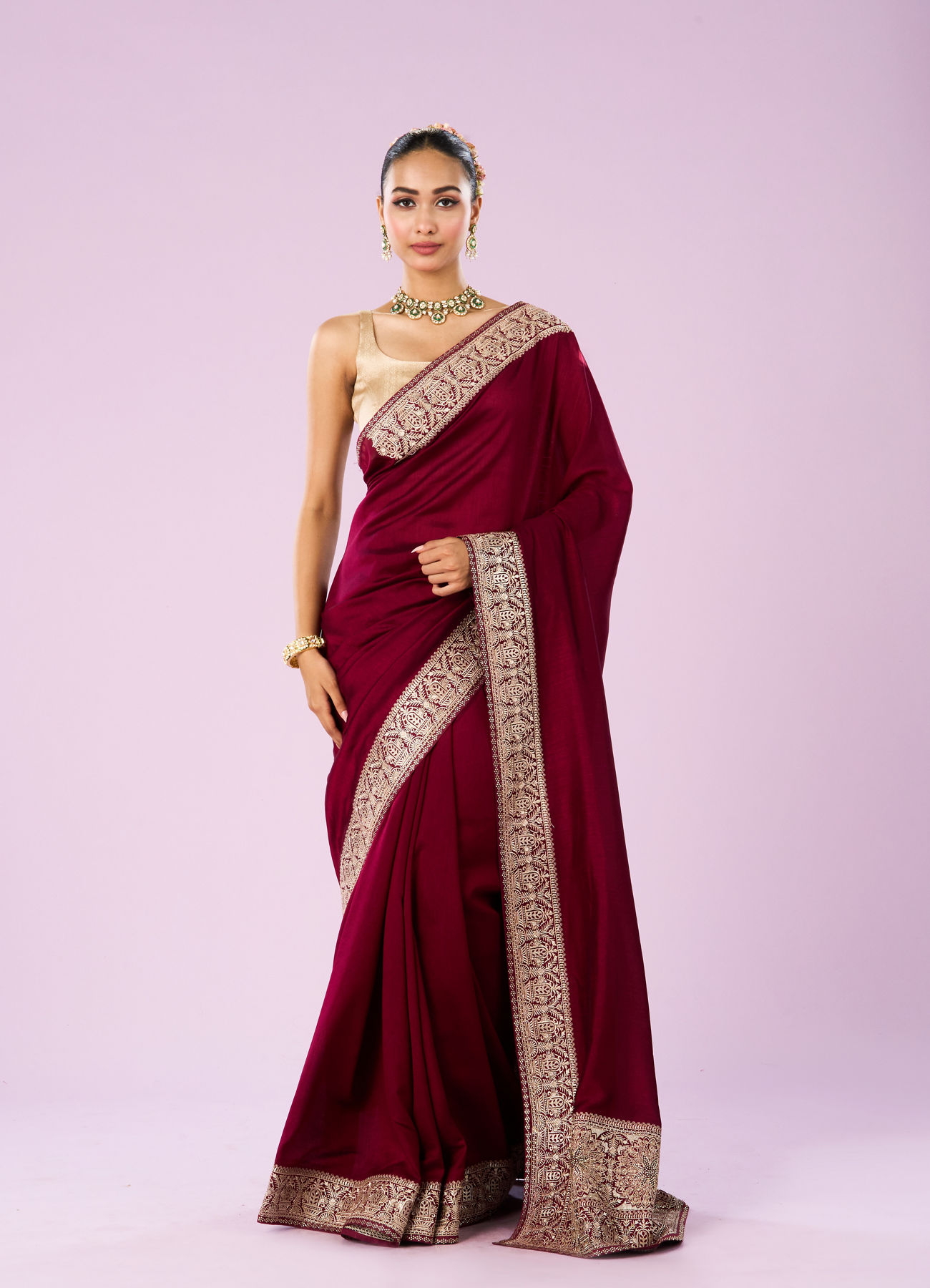 Mohey Women Maroon Majesty Women Saree