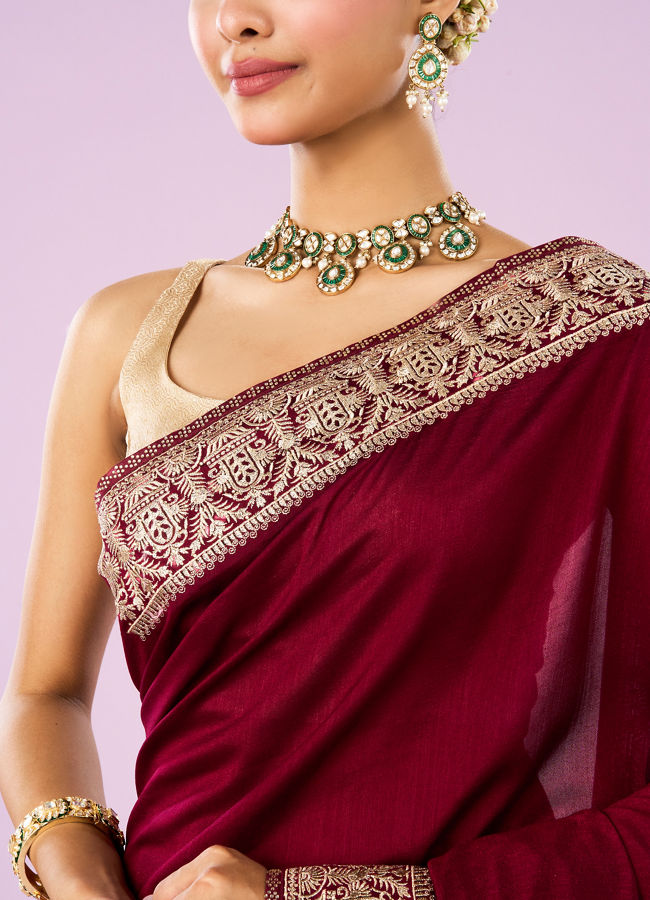 Mohey Women Maroon Majesty Women Saree