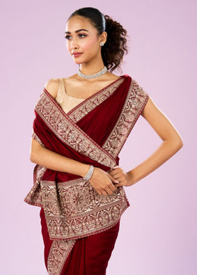 Mohey Women Exquisite Wine Hued Saree