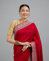 Mohey Women Pink Elegance Art Silk Saree